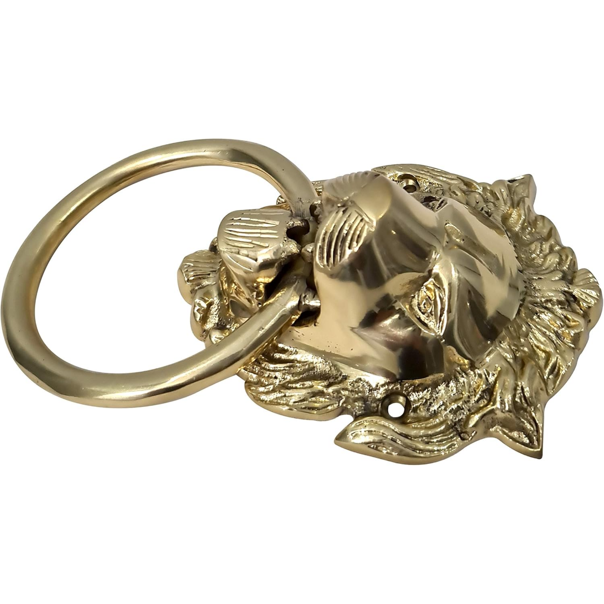 Vintage Brass Lion Door Knocker - Authentic Gate Handle Pull Home Decor