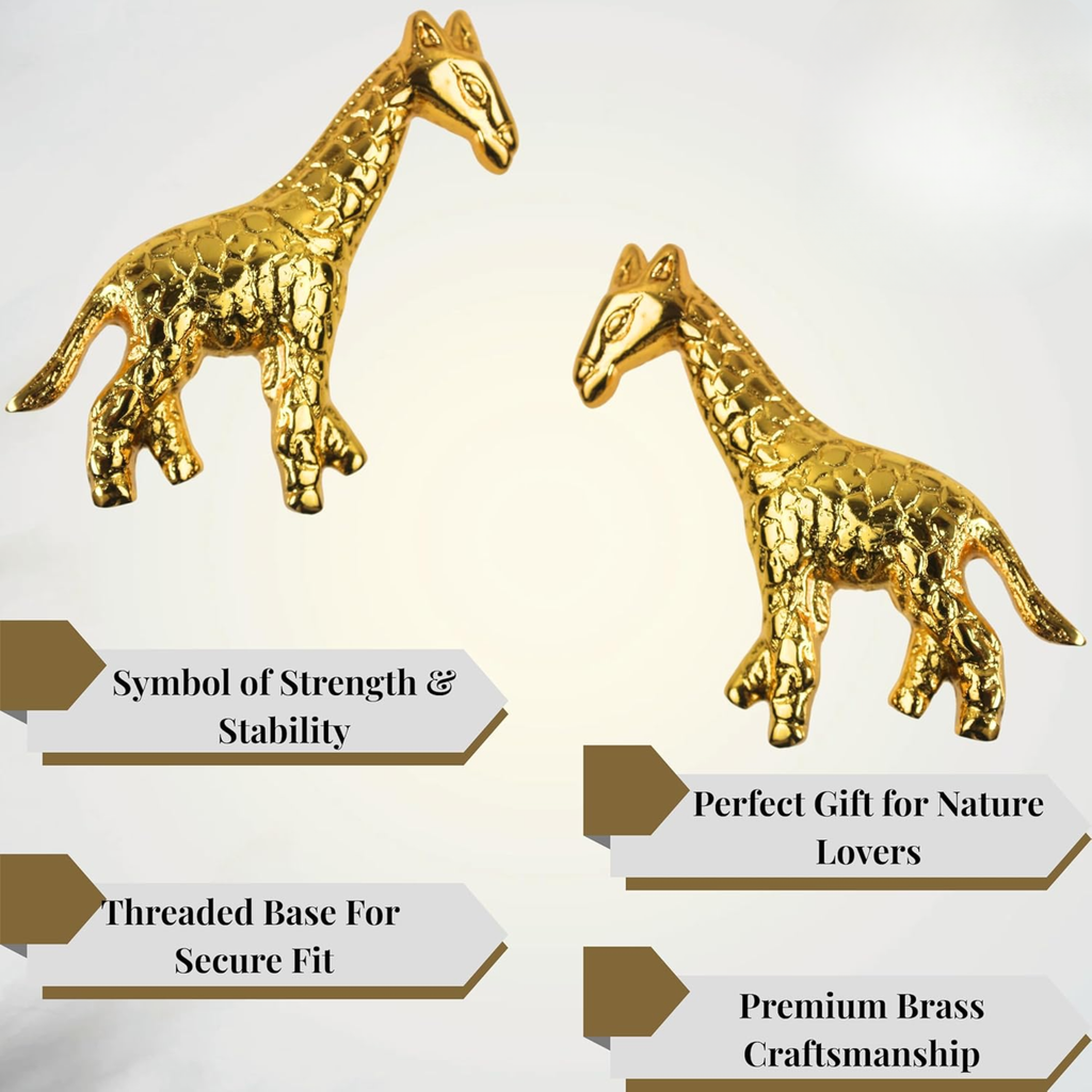 Vintage Shiny Brass Giraffe Cabinet Knob – Unique Animal Drawer Pull Handle for Room Dresser Cupboard & Closet Nature Theme Furniture Hardware