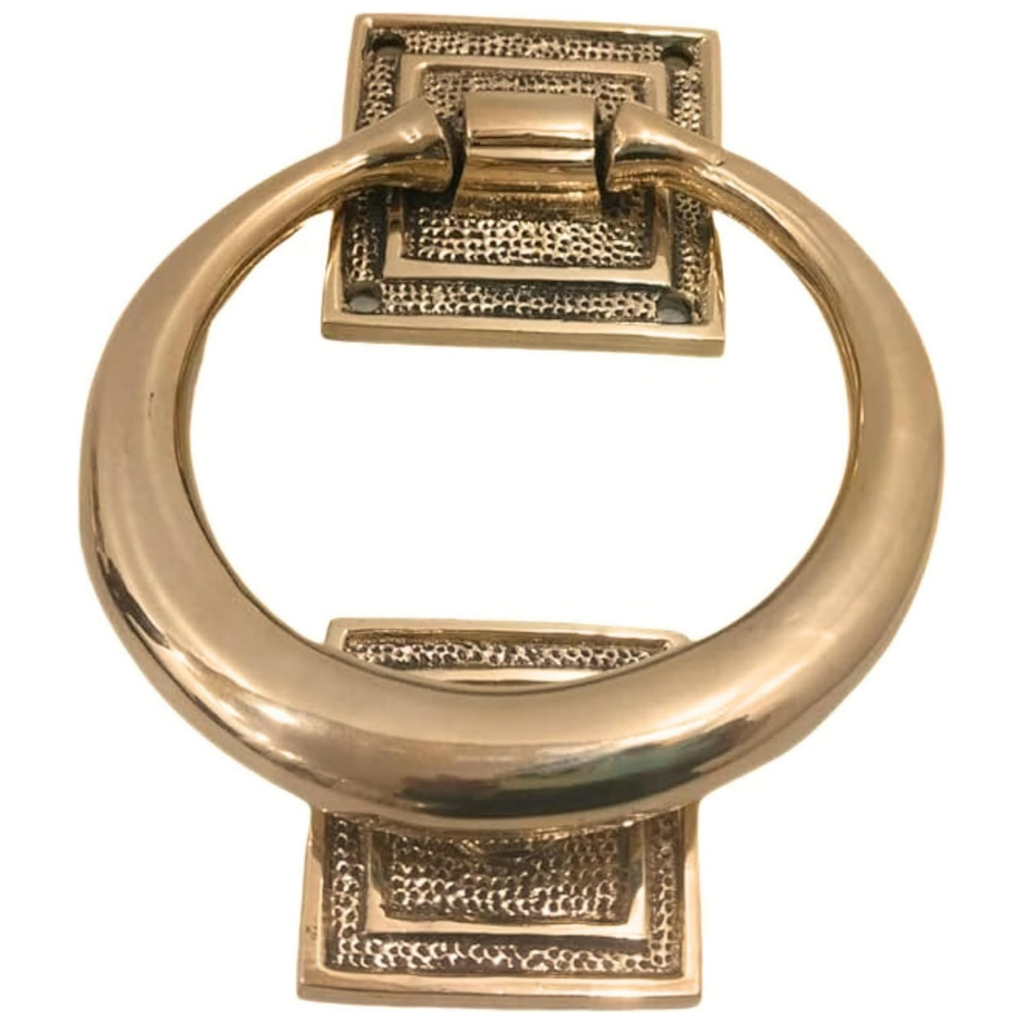 Brass Ring Door Knocker - Polished 5 Inch Smooth Round Front Door Accent