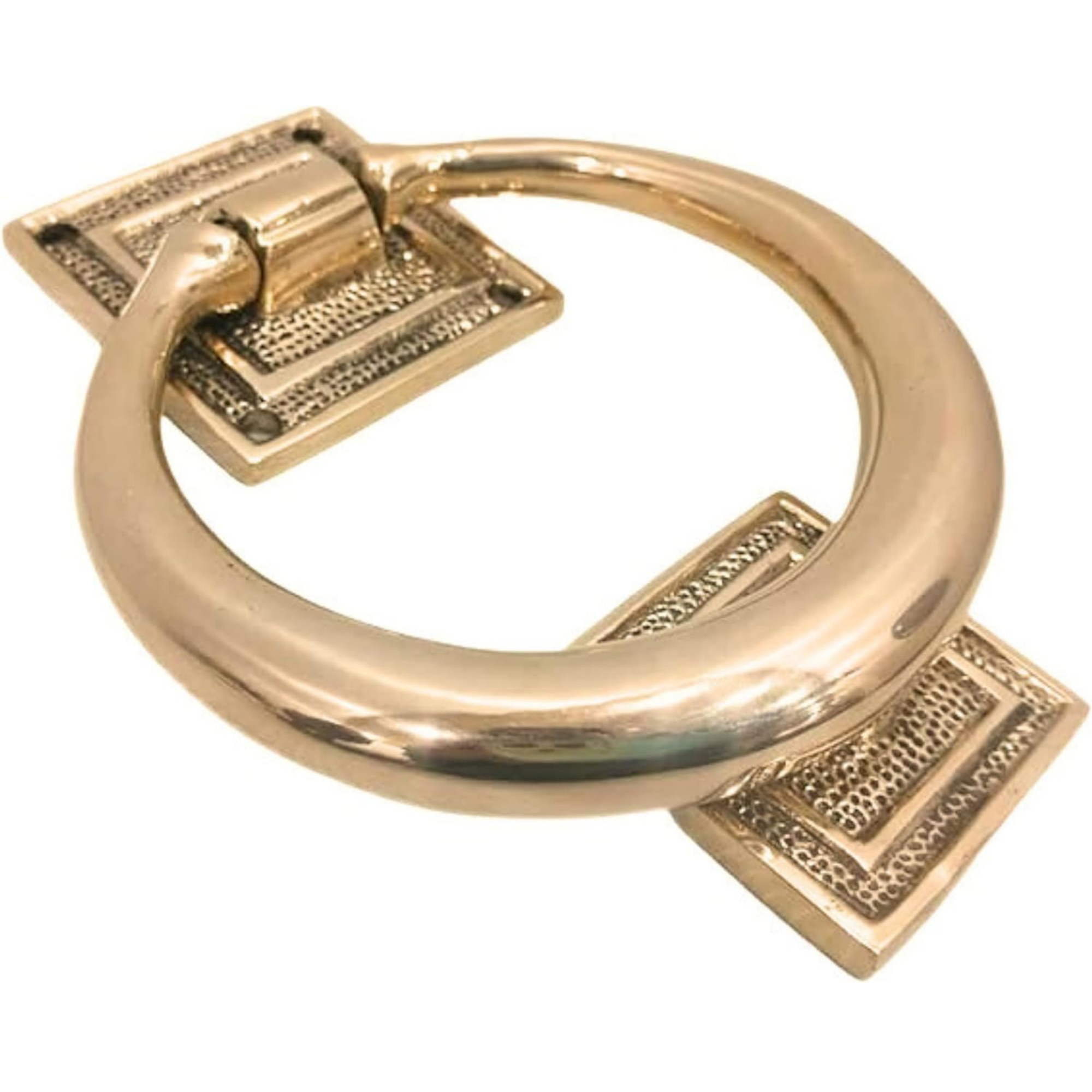 Brass Ring Door Knocker - Polished 5 Inch Smooth Round Front Door Accent