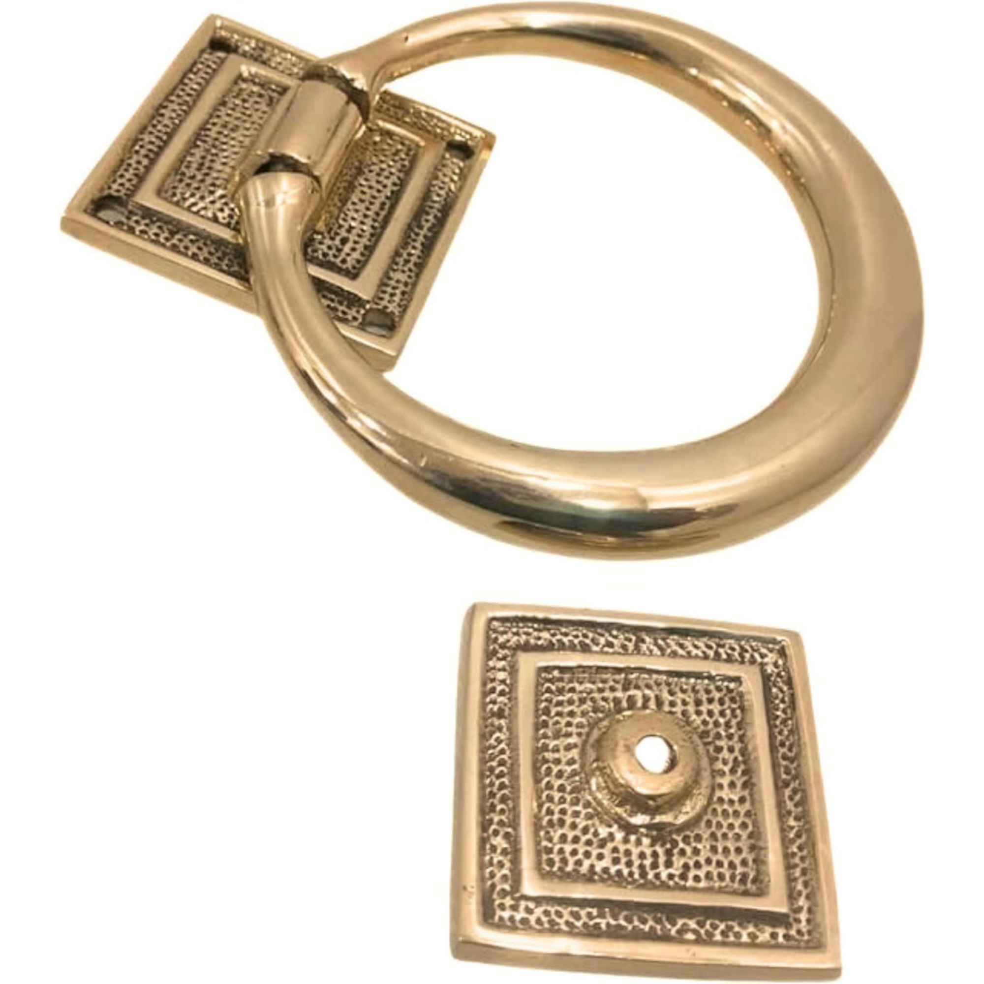 Brass Ring Door Knocker - Polished 5 Inch Smooth Round Front Door Accent