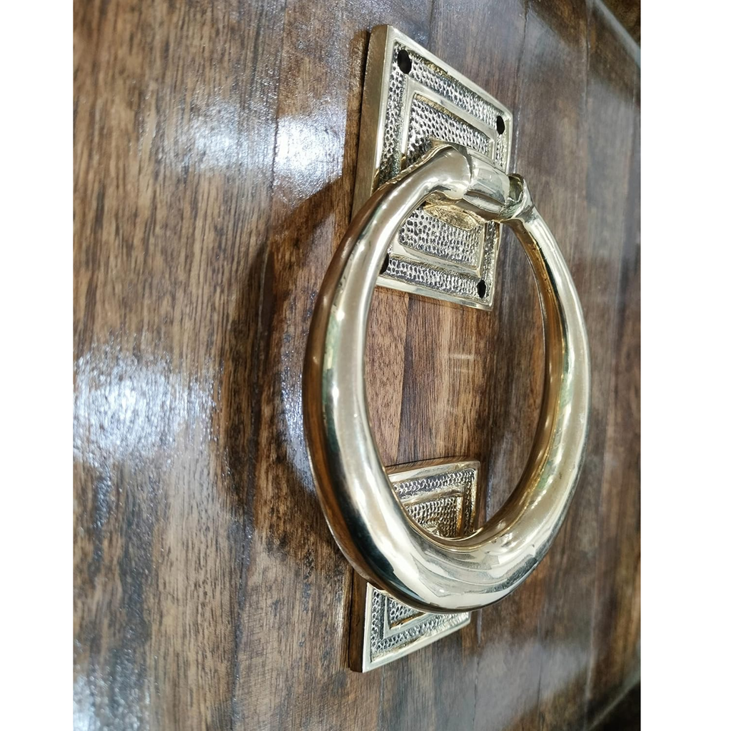 Brass Ring Door Knocker - Polished 5 Inch Smooth Round Front Door Accent