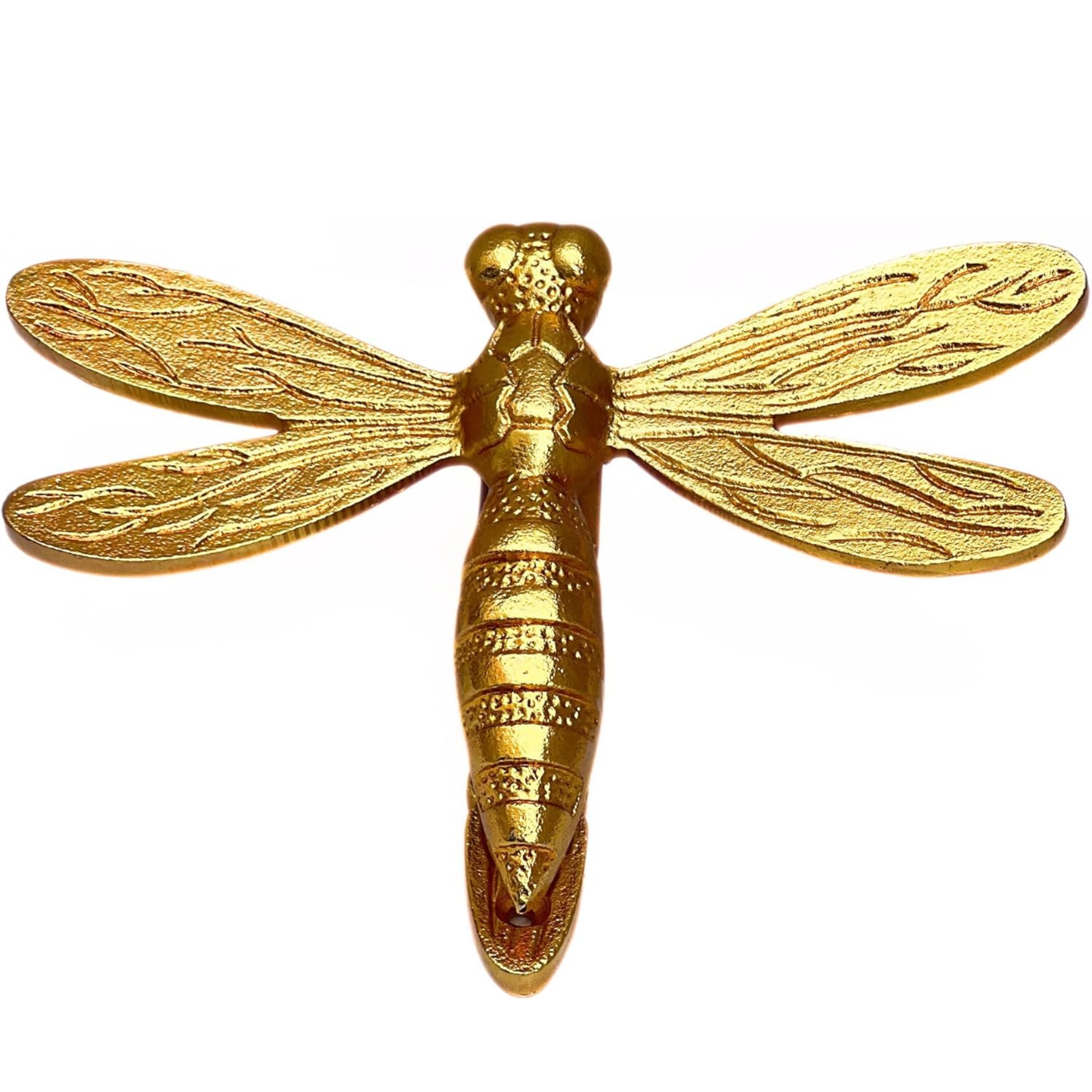 Brass Dragonfly Door Knocker - Decorative Nature Themed Vintage Gold Entrance
