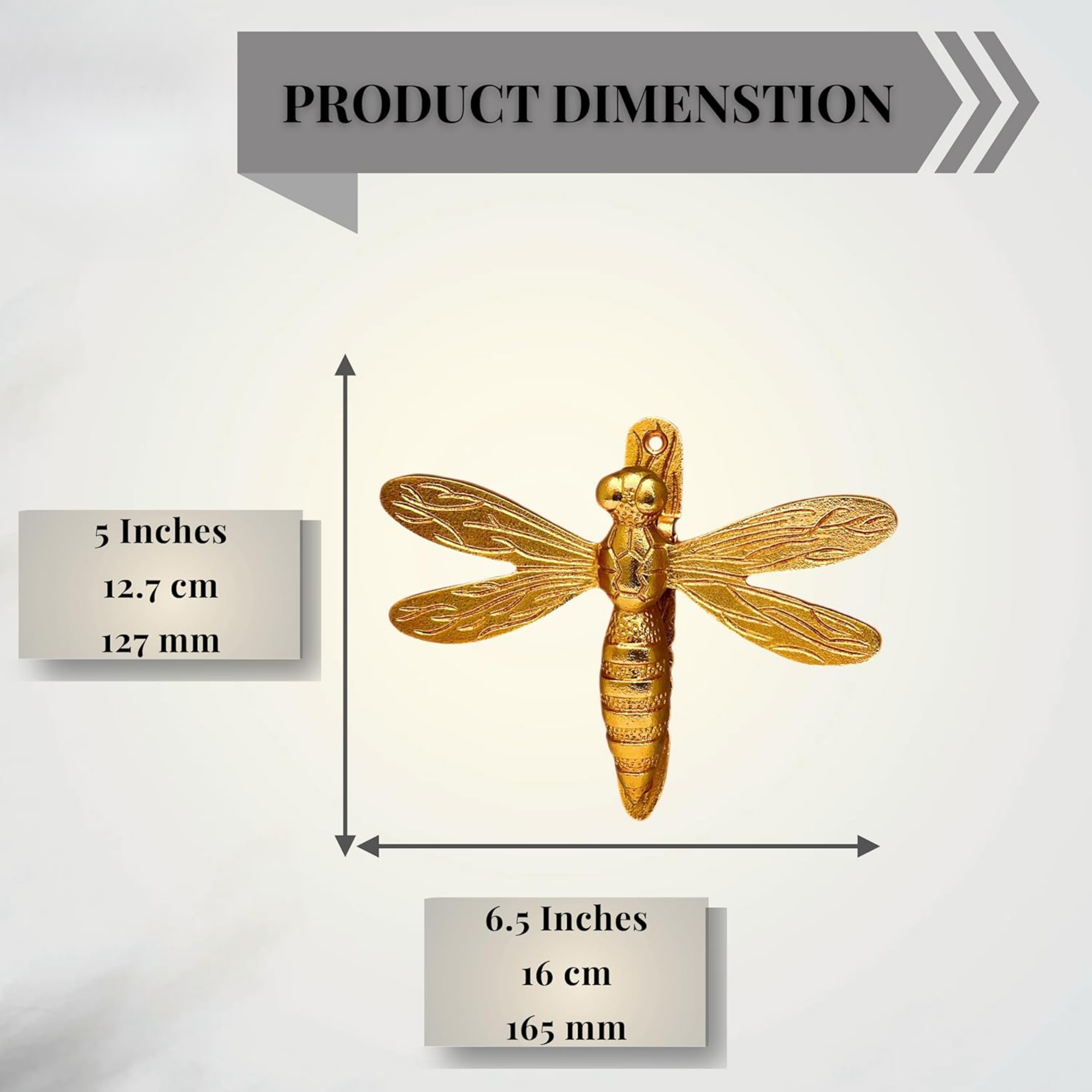 Brass Dragonfly Door Knocker - Decorative Nature Themed Vintage Gold Entrance