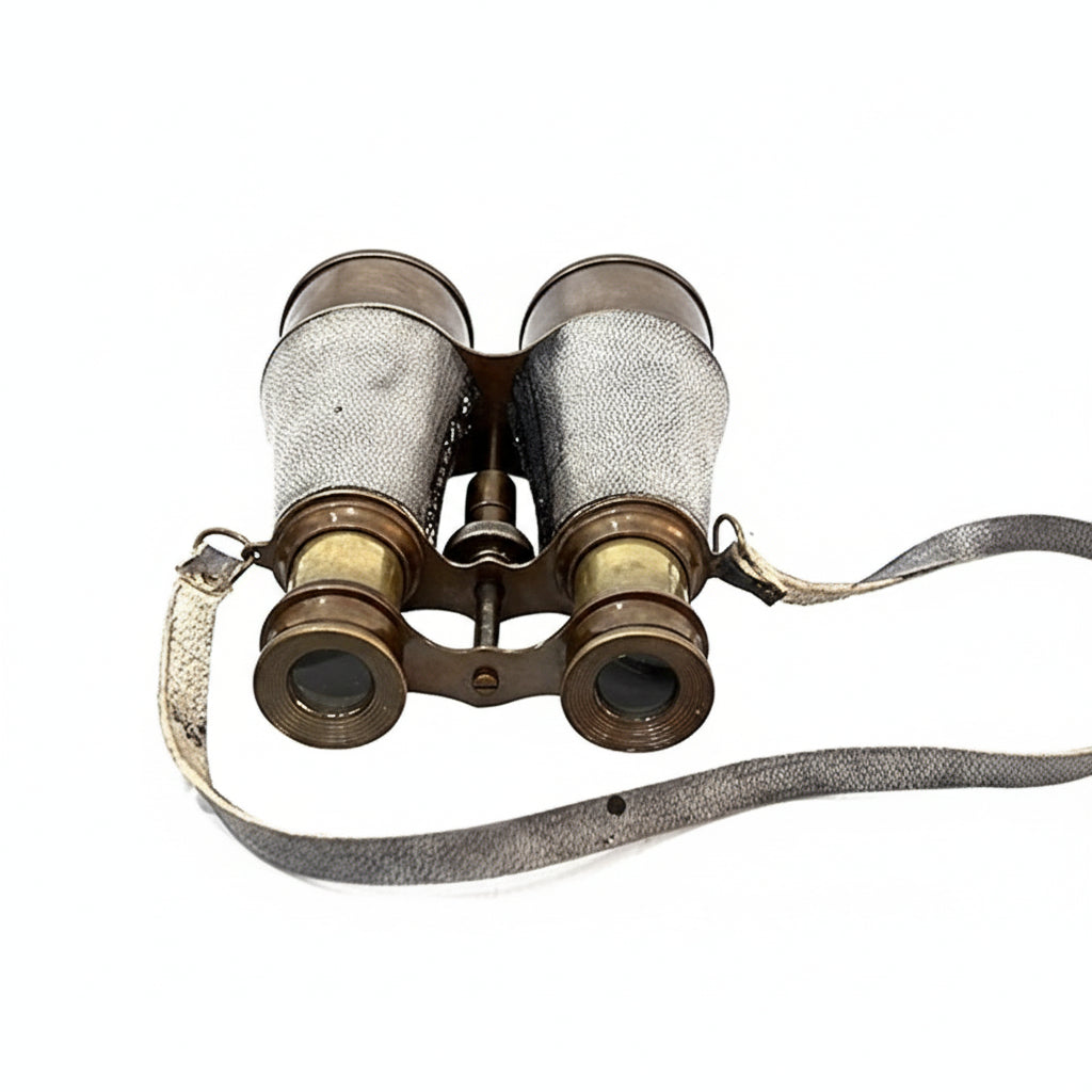 Brass Binocular Gray Leather Case - 15x Pirate Spotting Scope London 1915