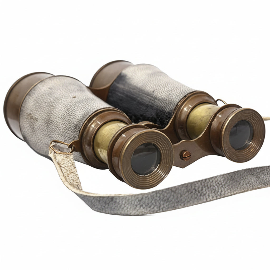 Brass Binocular Gray Leather Case - 15x Pirate Spotting Scope London 1915