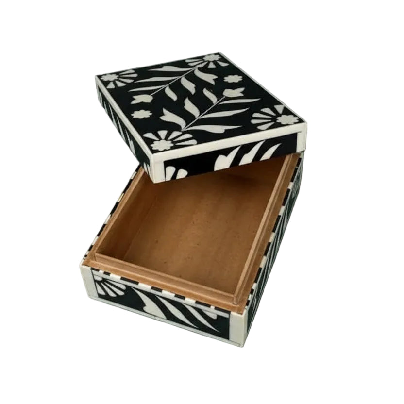 Luxury Bone Inlay Storage Box - Handcrafted Floral Jewelry Organizer