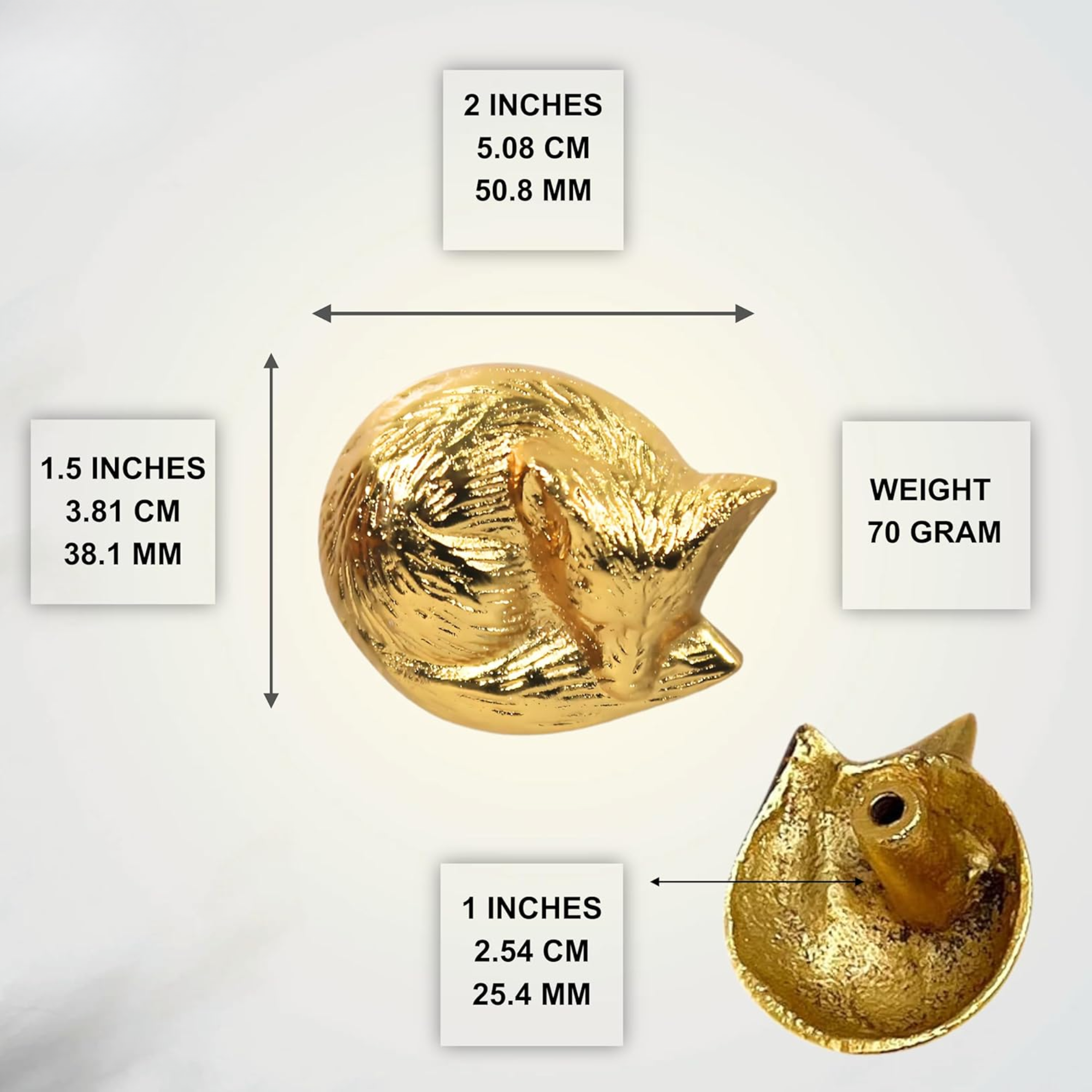 Shiny Brass Sleeping Fox Cabinet Knobs – Animal Drawer Pulls for Room, Cupboard, Closet, Dresser & Furniture Hardware | Wood Decor Knob Set (Pack of 2)