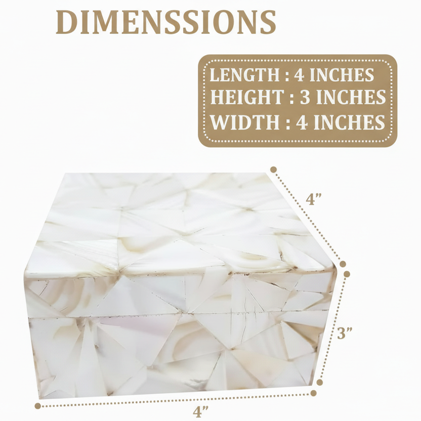 Handcrafted Mother of Pearl Treasure Box - Vintage White Keepsake Organizer