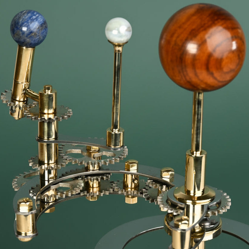 Handcrafted Solar System Orrery Model - Premium Brass & Wood Astronomy Display