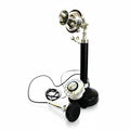 Nickel Finish Black Candlestick Rotary Dial Telephone - Victorian Desk Decor