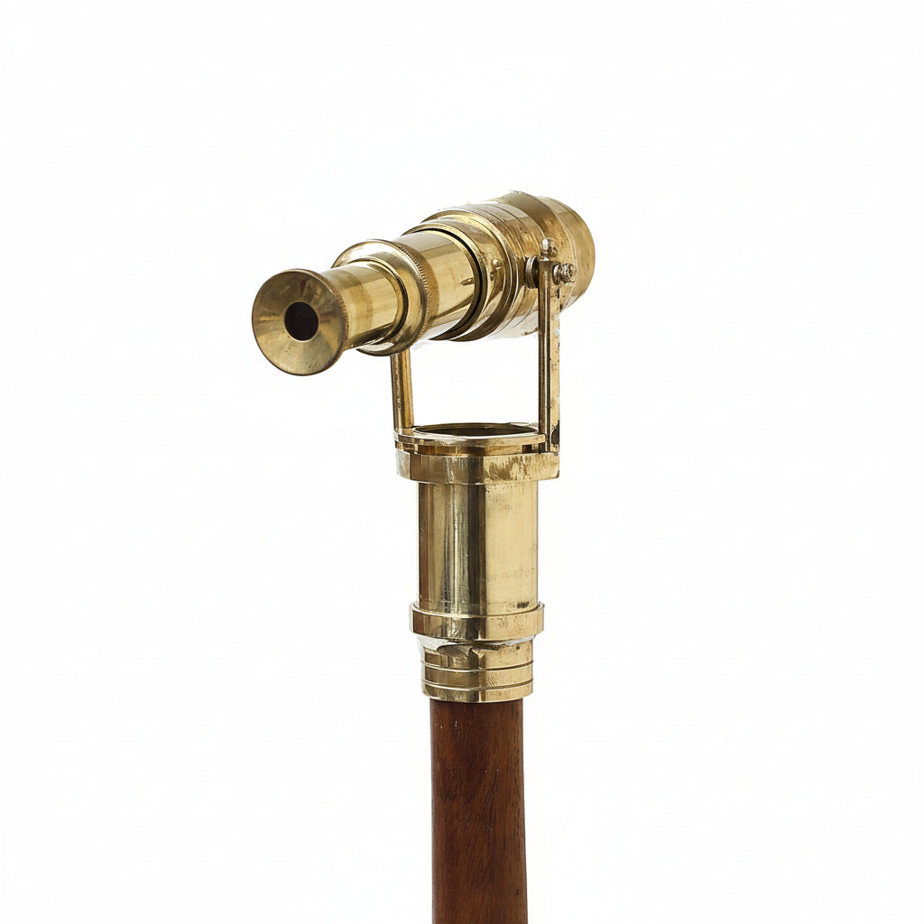 Brass Telescope Walking Stick - Foldable Vintage Nautical Spyglass Cane
