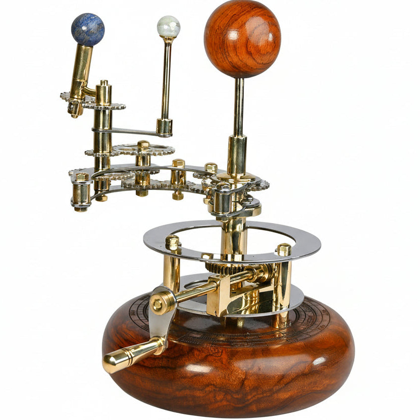Handcrafted Solar System Orrery Model - Premium Brass & Wood Astronomy Display