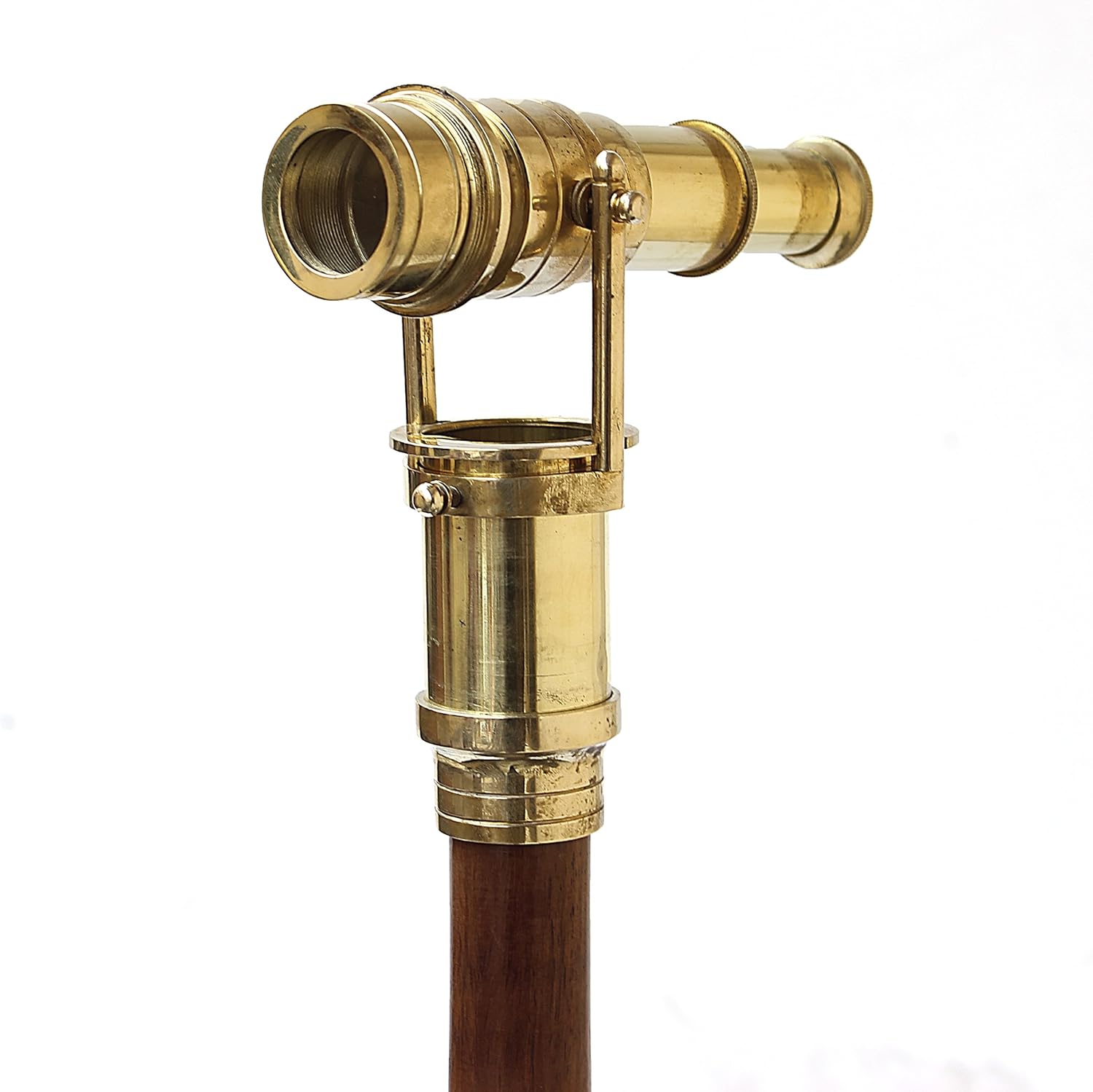 Brass Telescope Walking Stick - Foldable Vintage Nautical Spyglass Cane