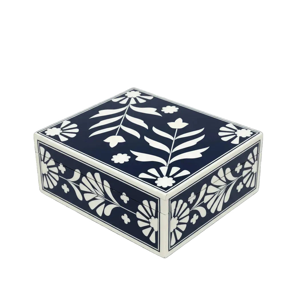 Luxury Bone Inlay Storage Box - Handcrafted Floral Jewelry Organizer
