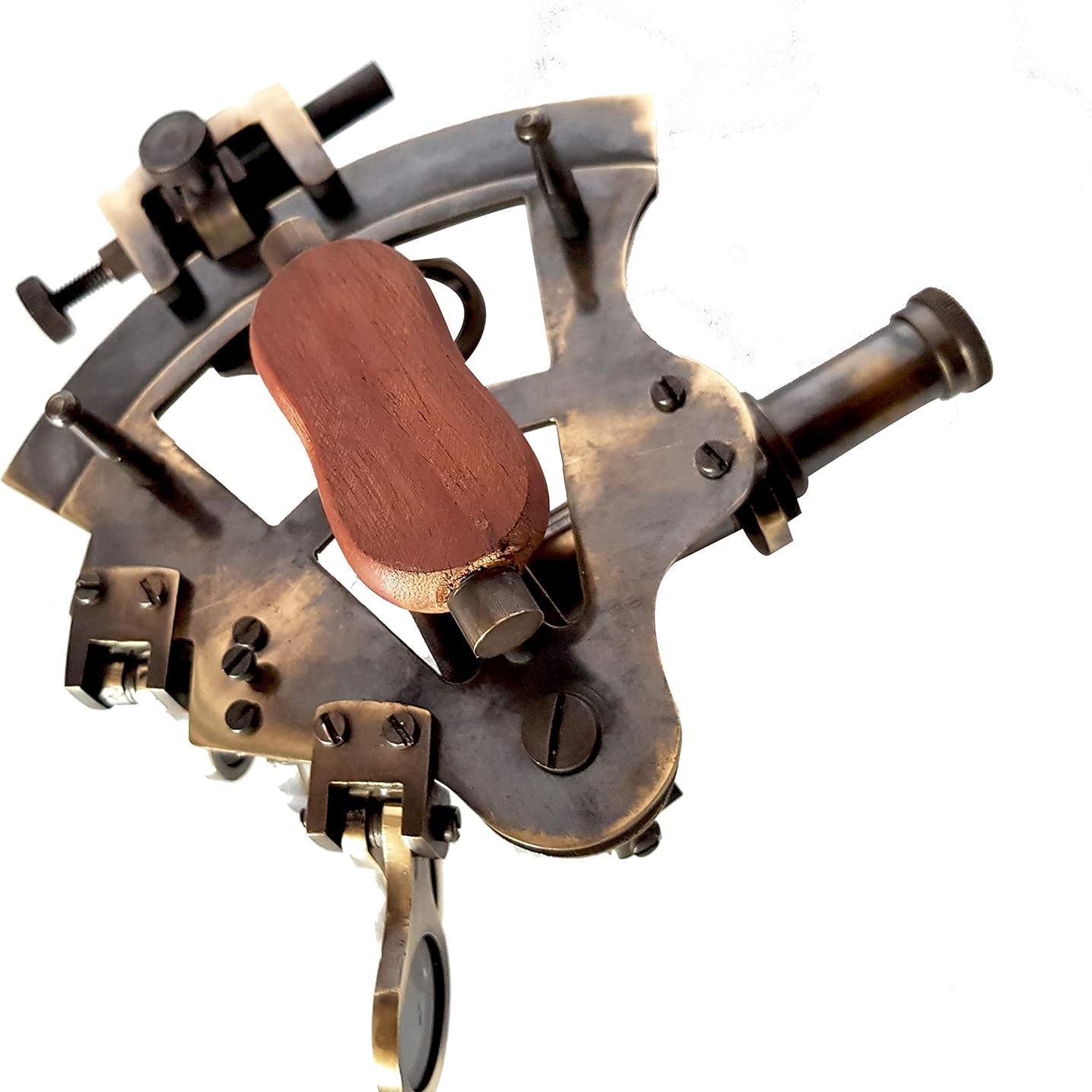Brass Sextant Antique Navigation Instrument - German Model Wooden Case