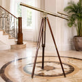 Floor Standing Telescope - 32x Magnification Wooden Tripod Antique Brass 65 Inch