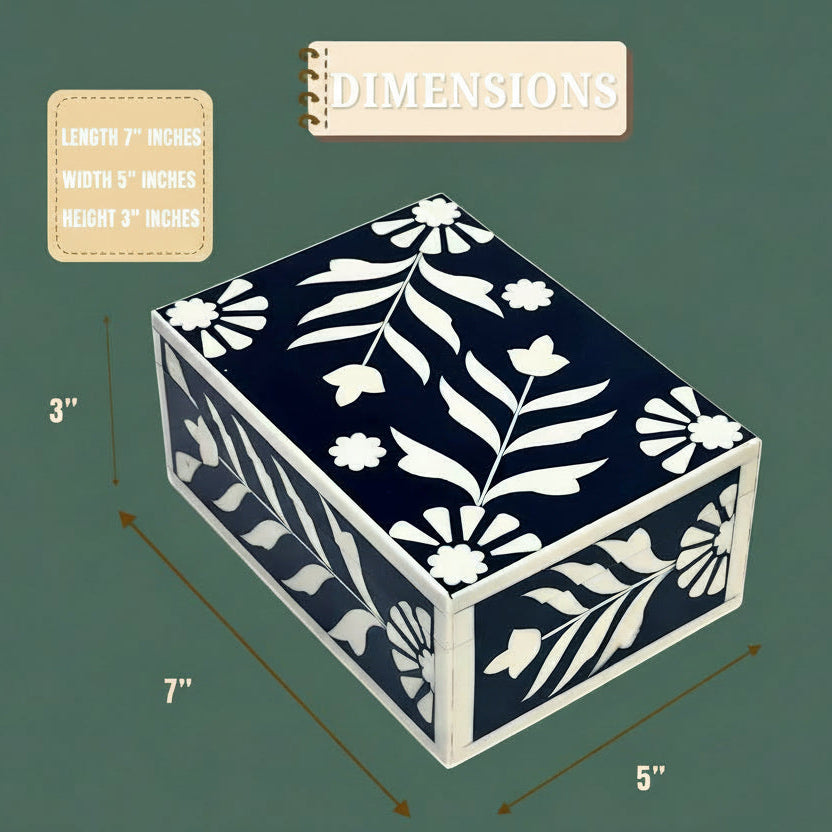 Luxury Bone Inlay Storage Box - Handcrafted Floral Jewelry Organizer