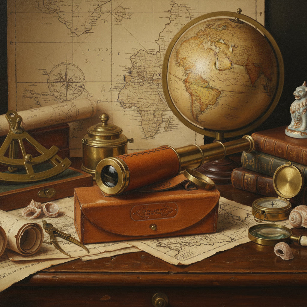 Brass Telescope Orange Leather Case - 15x Collapsible Dollond London 1920