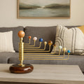 Luxury Gemstone Solar System Orrery - Handcrafted Brass & Natural Gemstone Planets