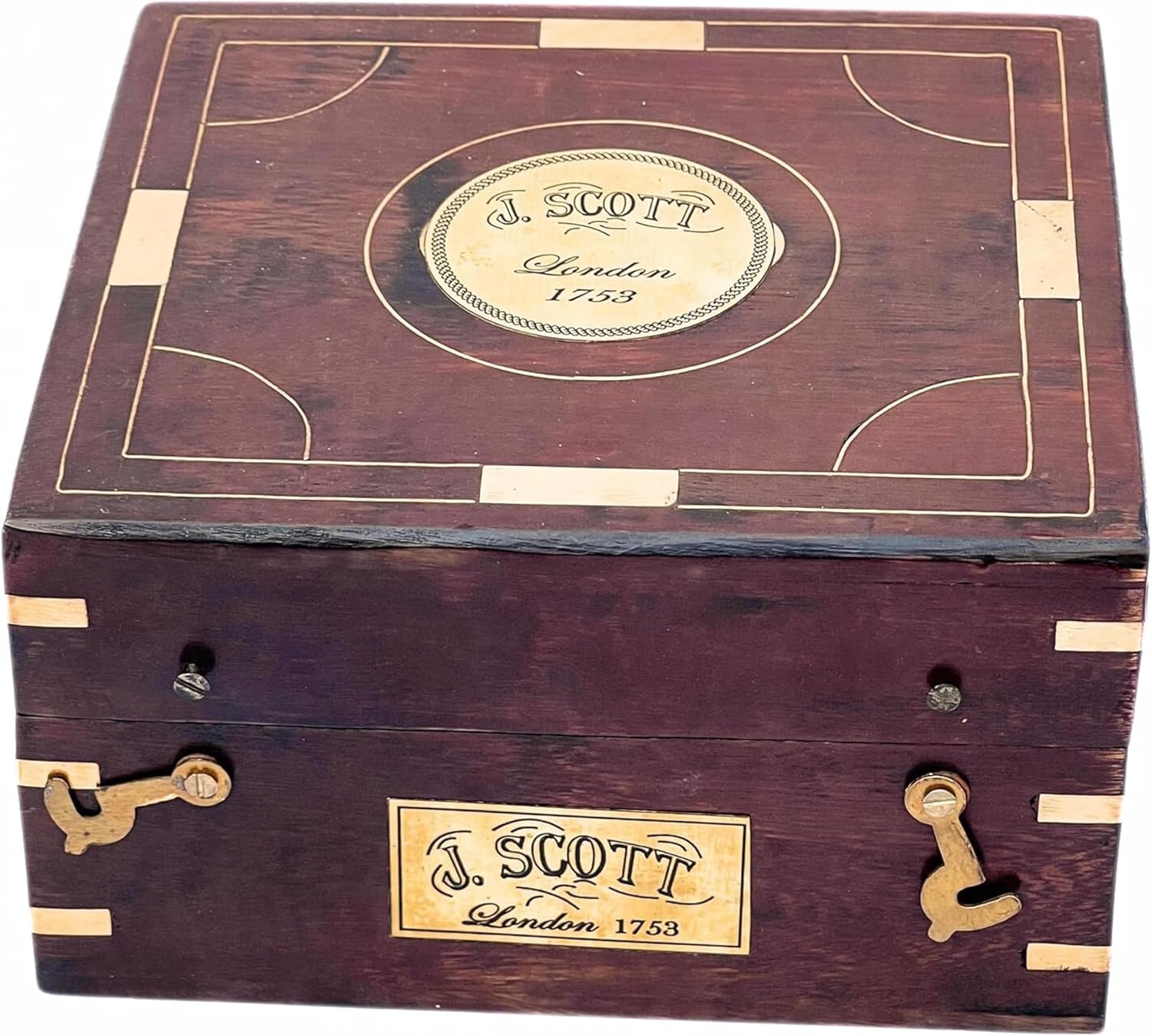 J Scott Navy Brass Sextant 5 Inch - Handmade Wooden Box Navigation Instrument