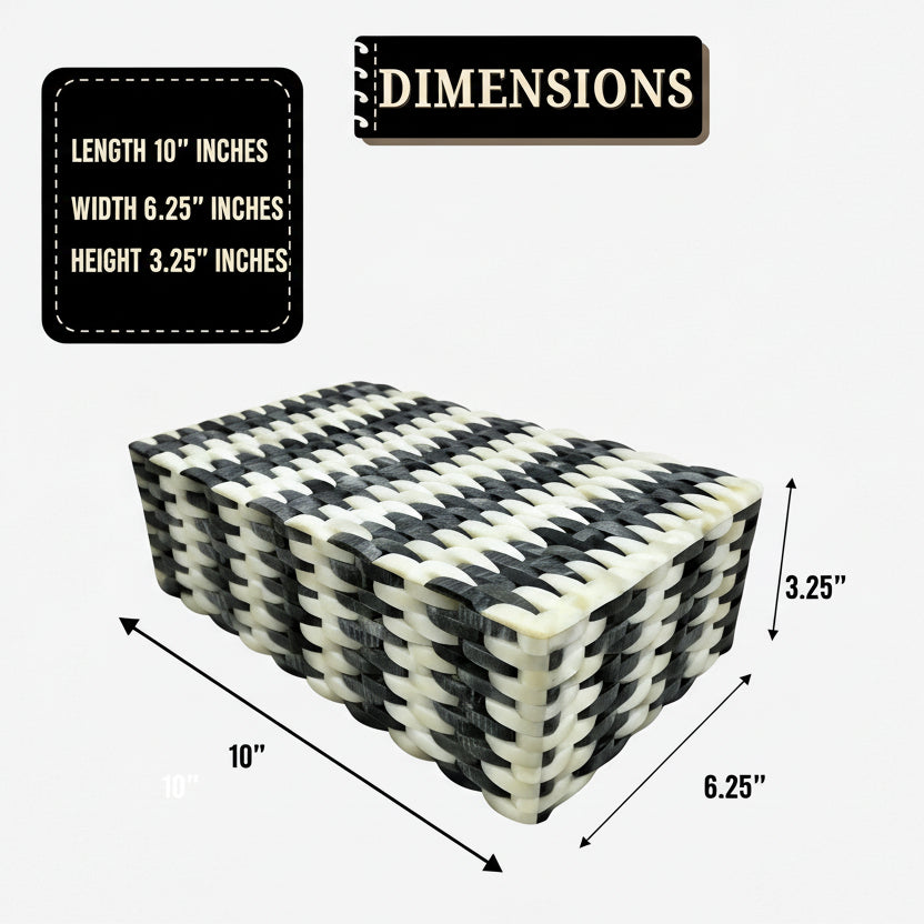 Handcrafted Bone Inlay Storage Box - White & Gray Wooden Jewelry Organizer