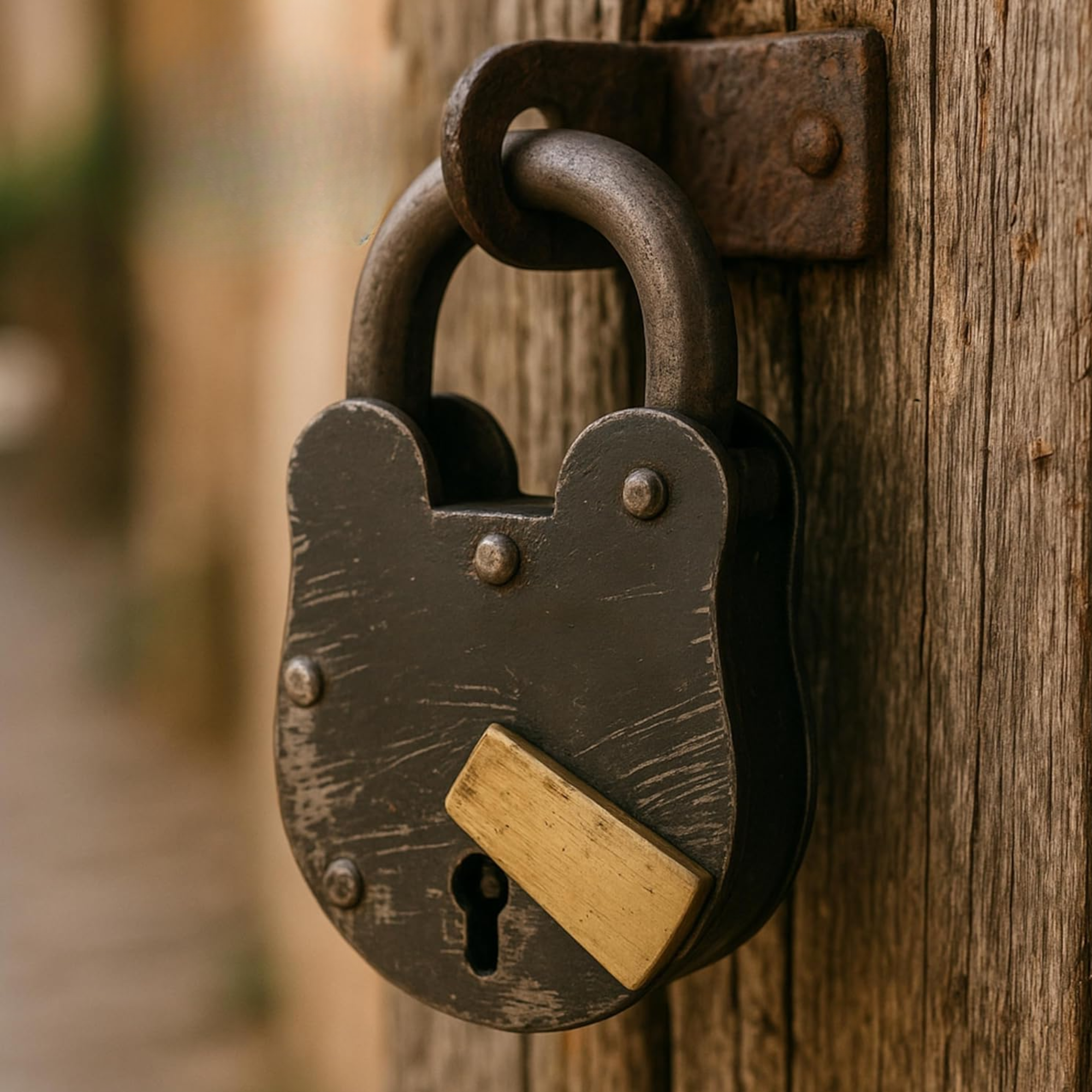 Antique Style Rustic Cast Iron Padlock – Heavy Duty Skeleton Key Lock Set Medieval Iron for Main Door or Jail Locker (3.5X2X0.75 inches)