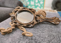 Handcrafted Mango Wood Oval Mirror - Carved Handheld Vanity Mirror with Engraved Design