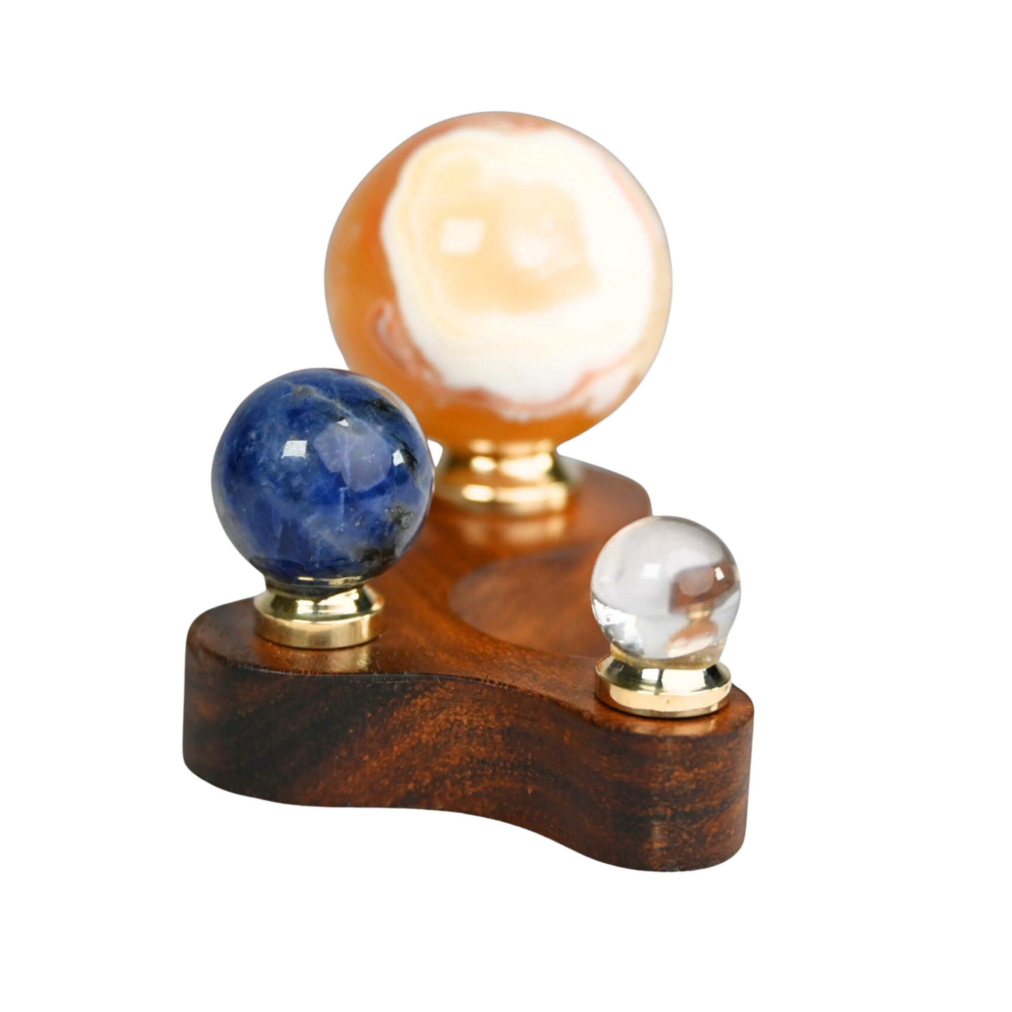 Gemstone Planetarium Solar System Mini - Handcrafted Crystal Planets Wooden Base