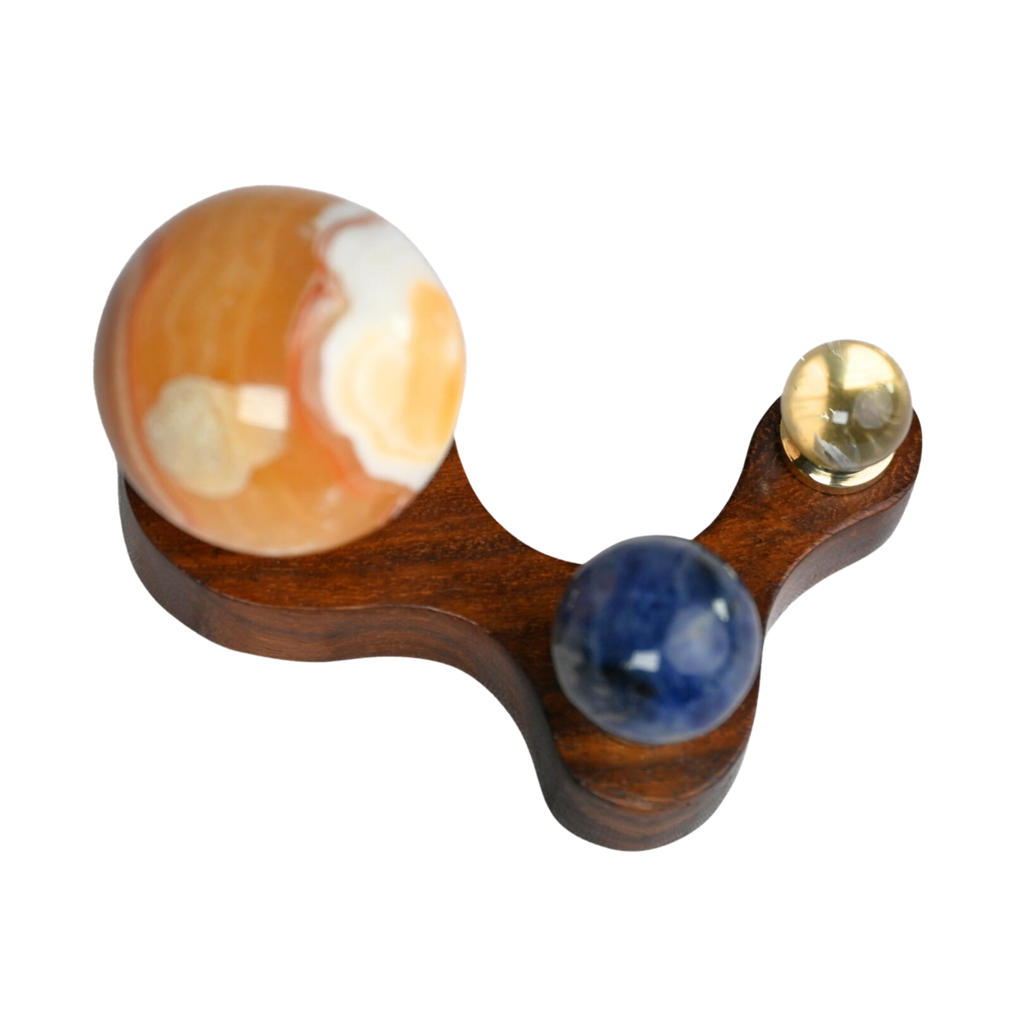 Gemstone Planetarium Solar System Mini - Handcrafted Crystal Planets Wooden Base
