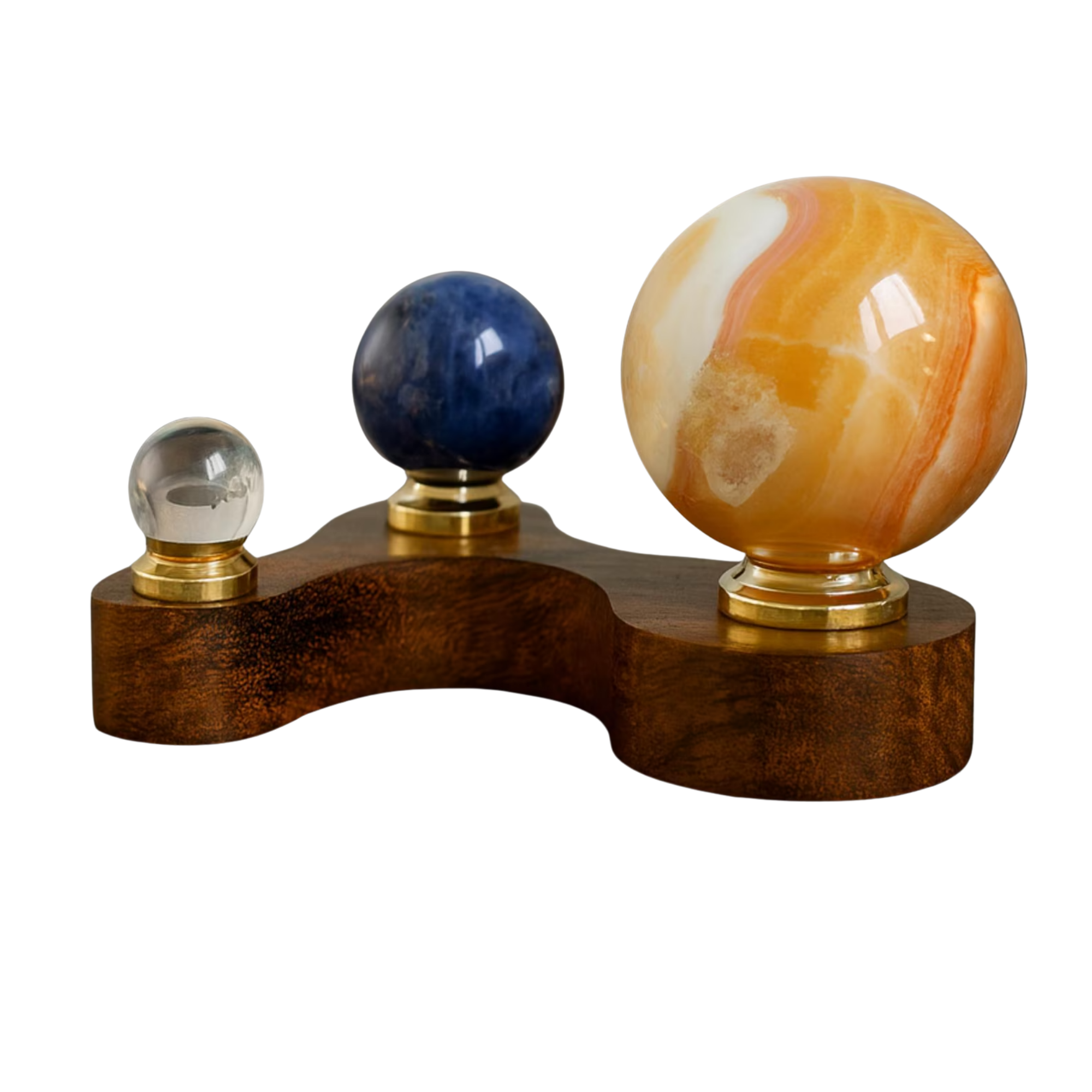 Gemstone Planetarium Solar System Mini - Handcrafted Crystal Planets Wooden Base