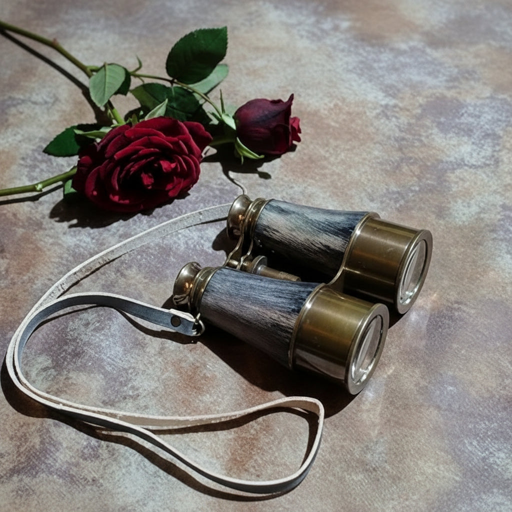 Brass Binocular Gray Leather Case - 15x Pirate Spotting Scope London 1915