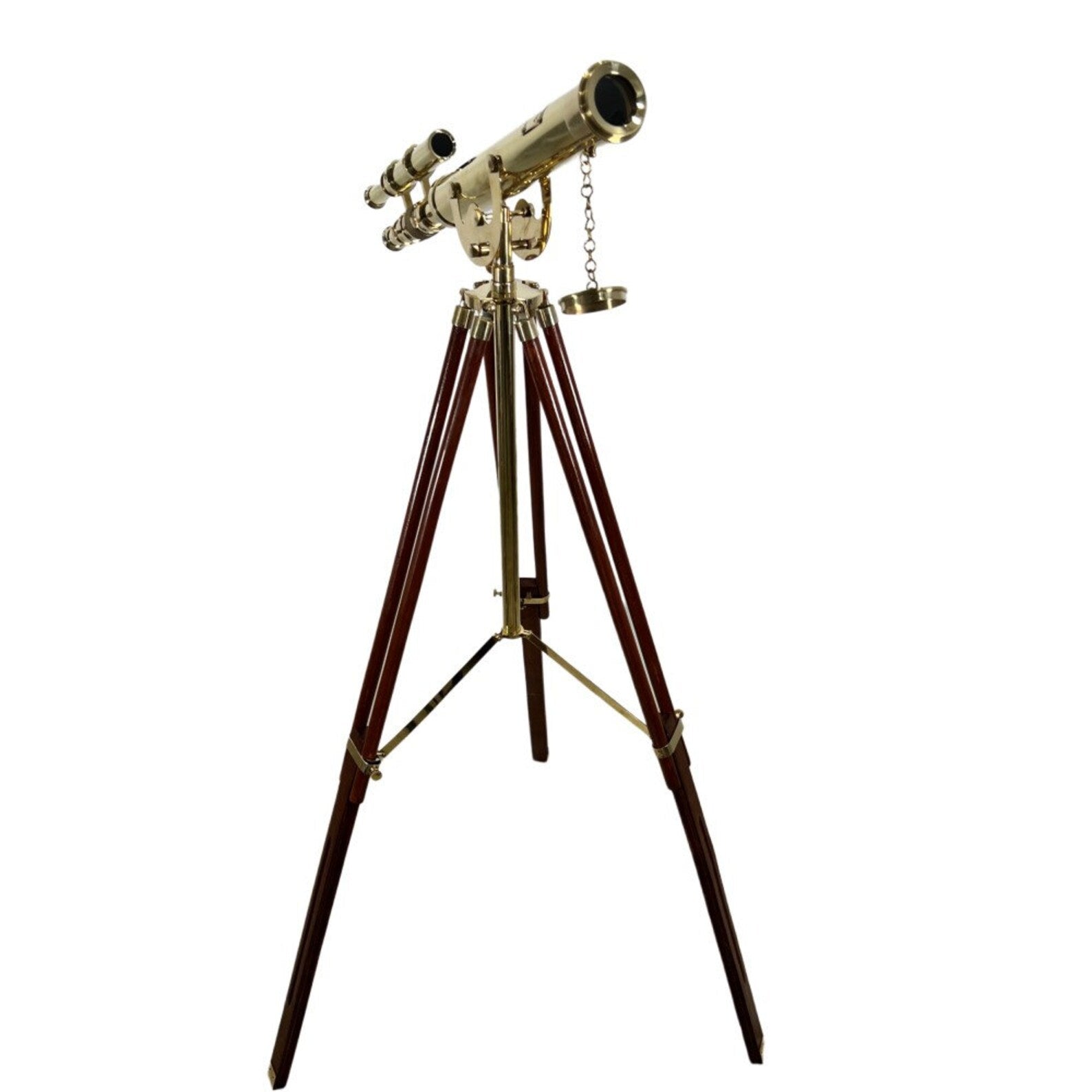 Personalized Brass Spyglass Telescope - Wooden Tripod Victorian Maritime Decor