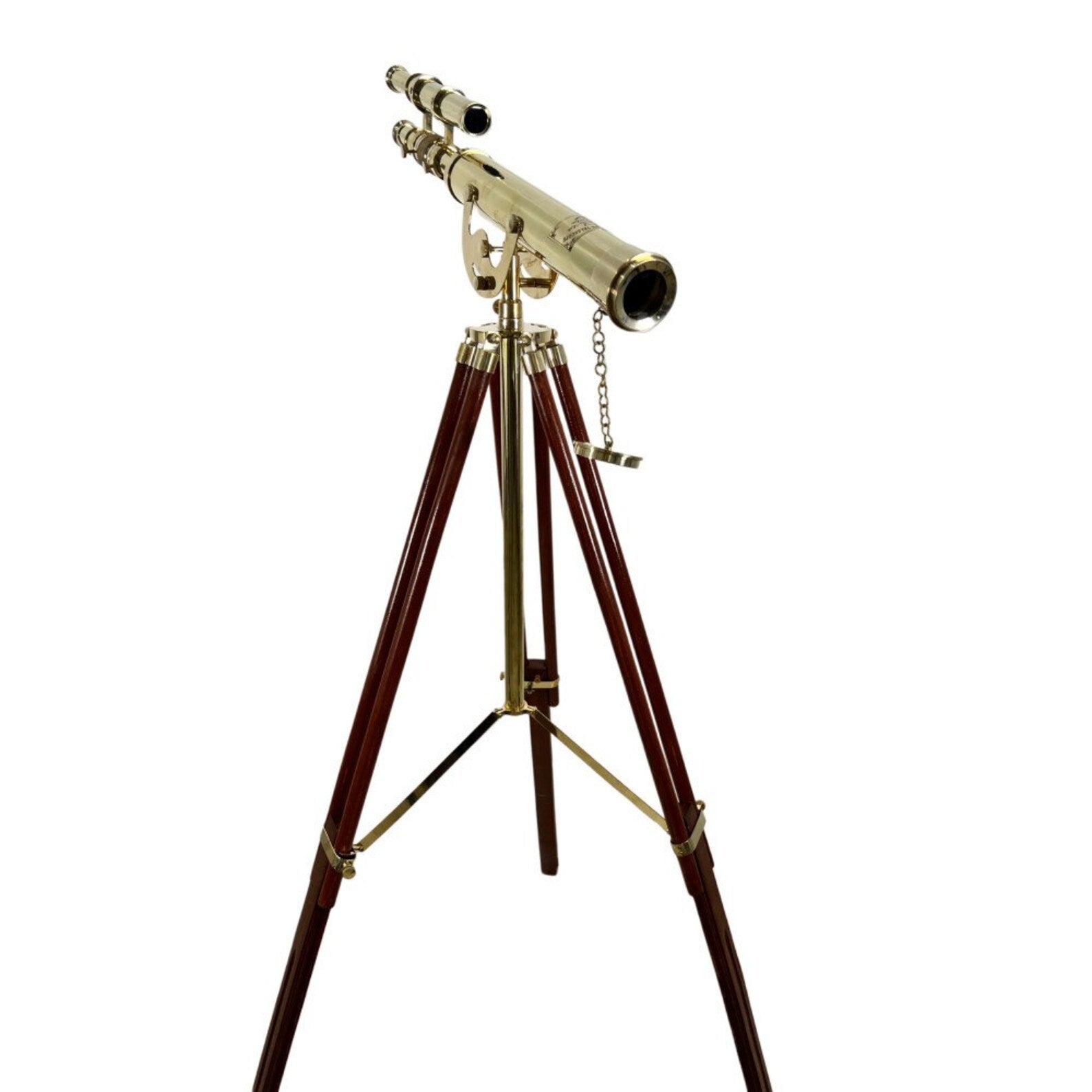 Personalized Brass Spyglass Telescope - Wooden Tripod Victorian Maritime Decor