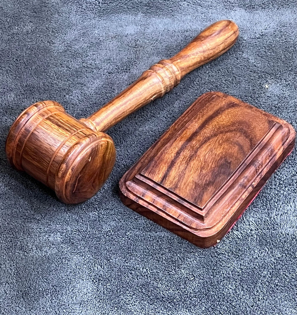 Personalized Wooden Gavel & Sound Block Set - Handcrafted Juducial Gift