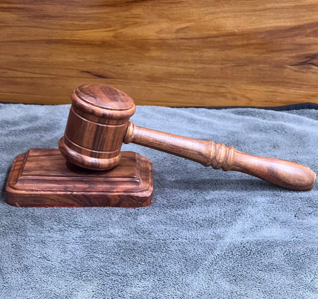 Personalized Wooden Gavel & Sound Block Set - Handcrafted Juducial Gift