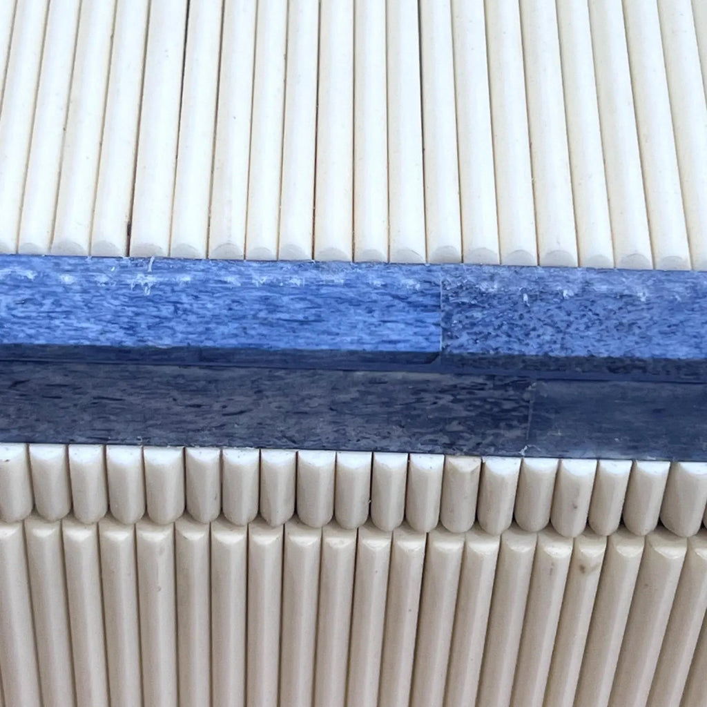 Blue & White Bone Inlay Jewelry Box - Handcrafted Bamboo Pattern Keepsake