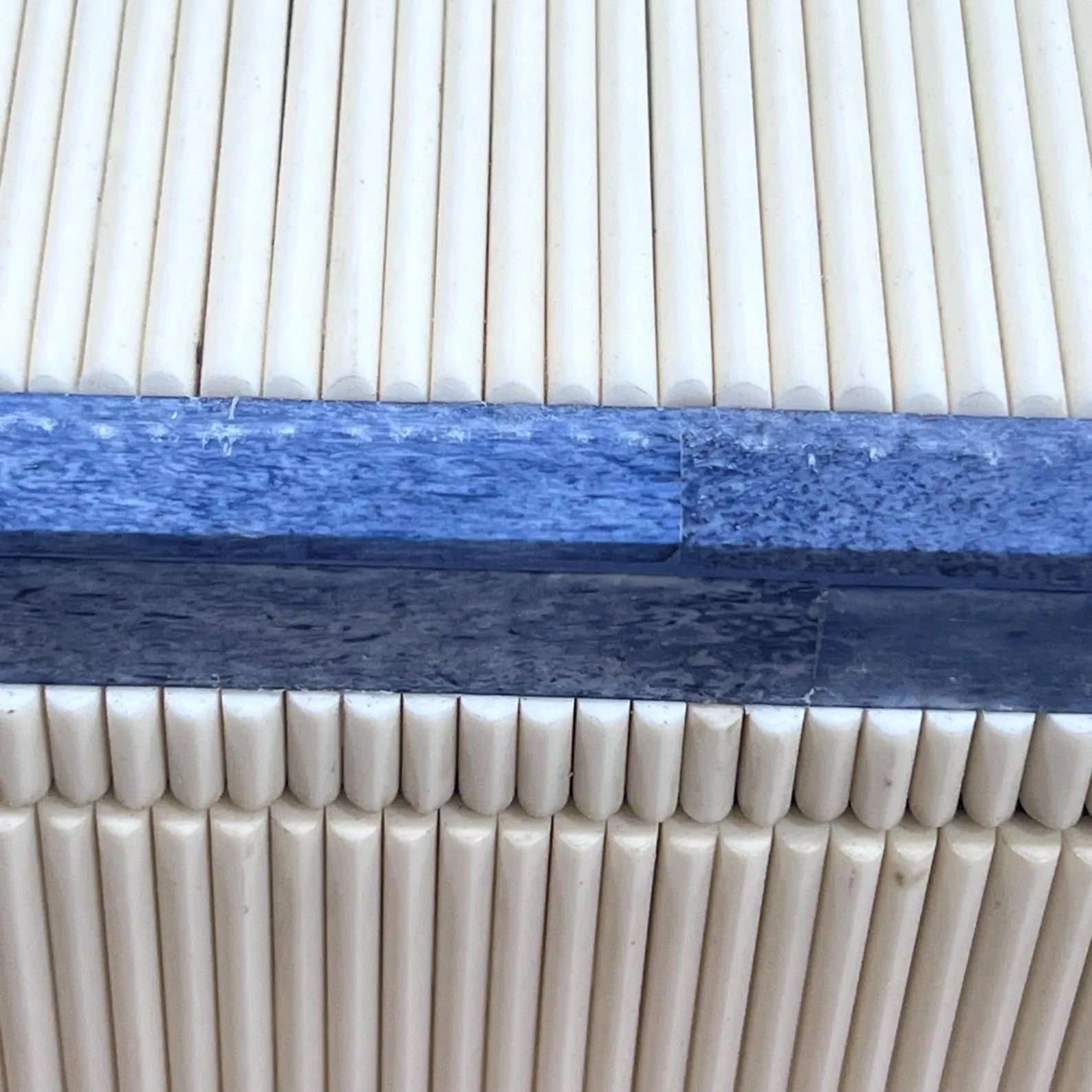 Blue & White Bone Inlay Jewelry Box - Handcrafted Bamboo Pattern Keepsake
