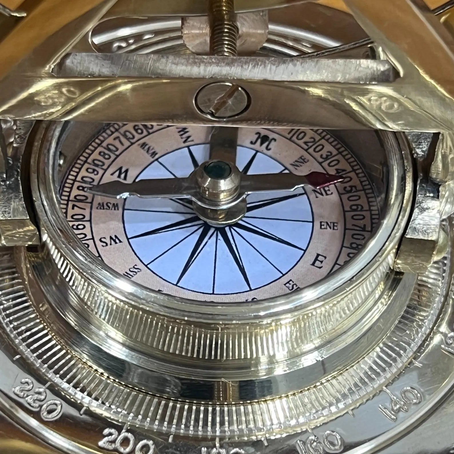 Brass Alidade Telescope with Compass - Vintage Maritime Navigation Collectible