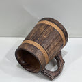 Handmade Wooden Drinking Stein - Vintage Engraved Tankard with Rope Handle