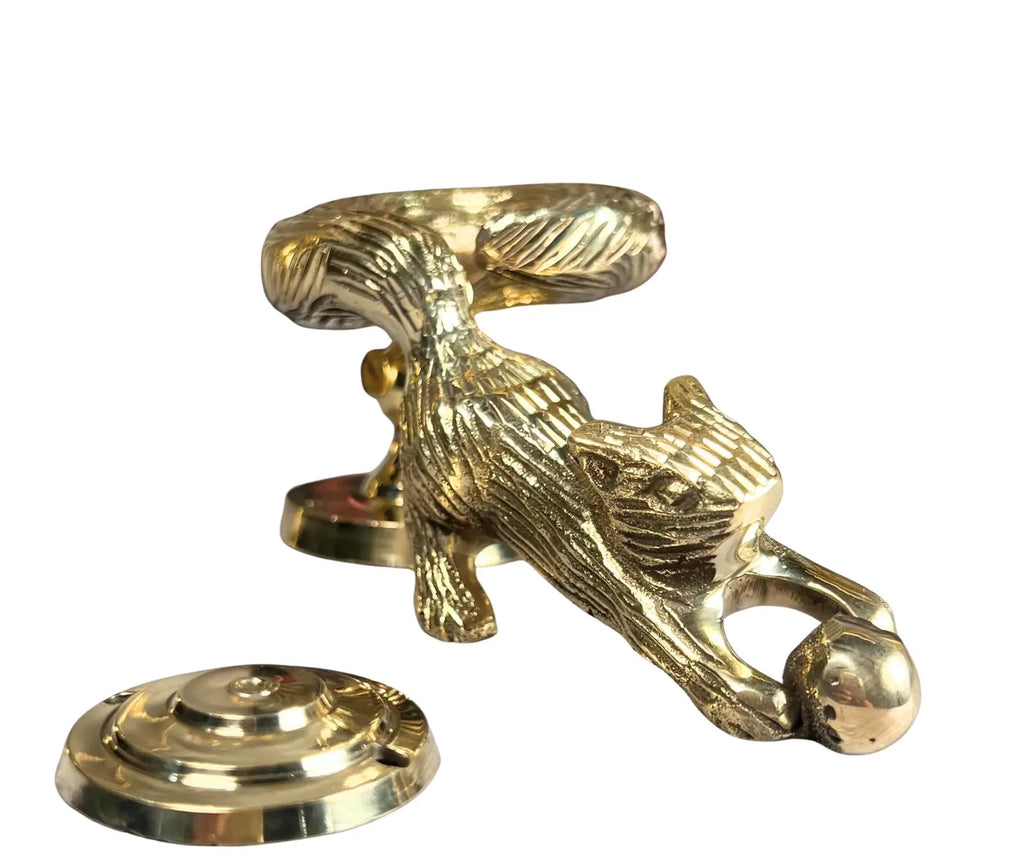 Solid Brass Squirrel Door Knocker - Handmade Rustic Farmhouse Hardware