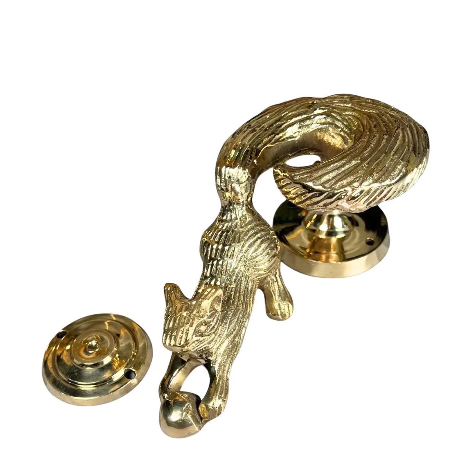 Solid Brass Squirrel Door Knocker - Handmade Rustic Farmhouse Hardware