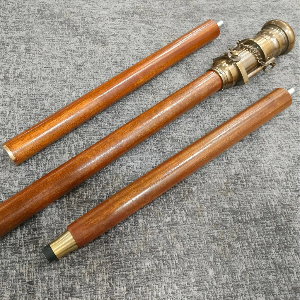 Antique Brass Spyglass Walking Cane - Nautical Telescope Vintage Walking Stick