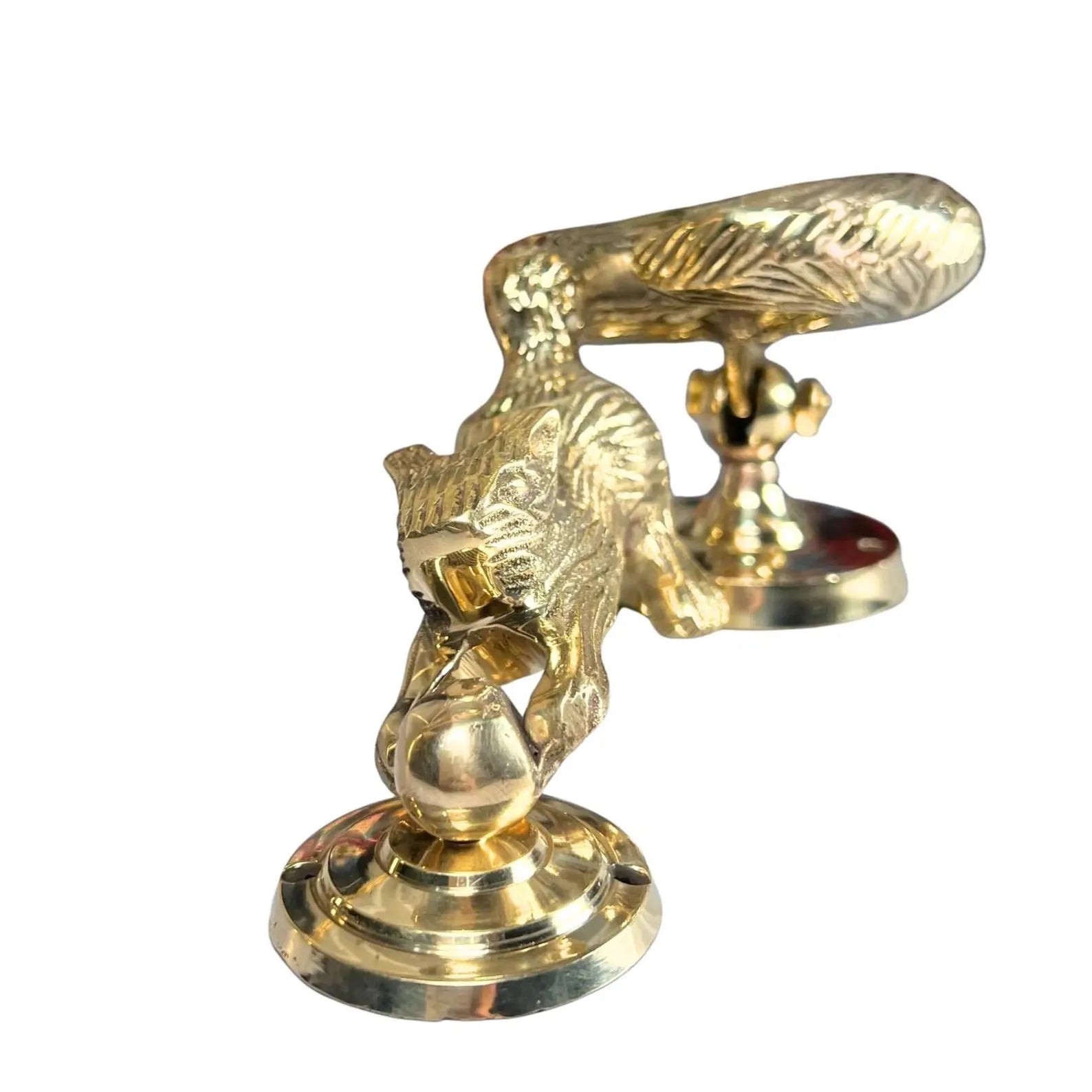 Solid Brass Squirrel Door Knocker - Handmade Rustic Farmhouse Hardware