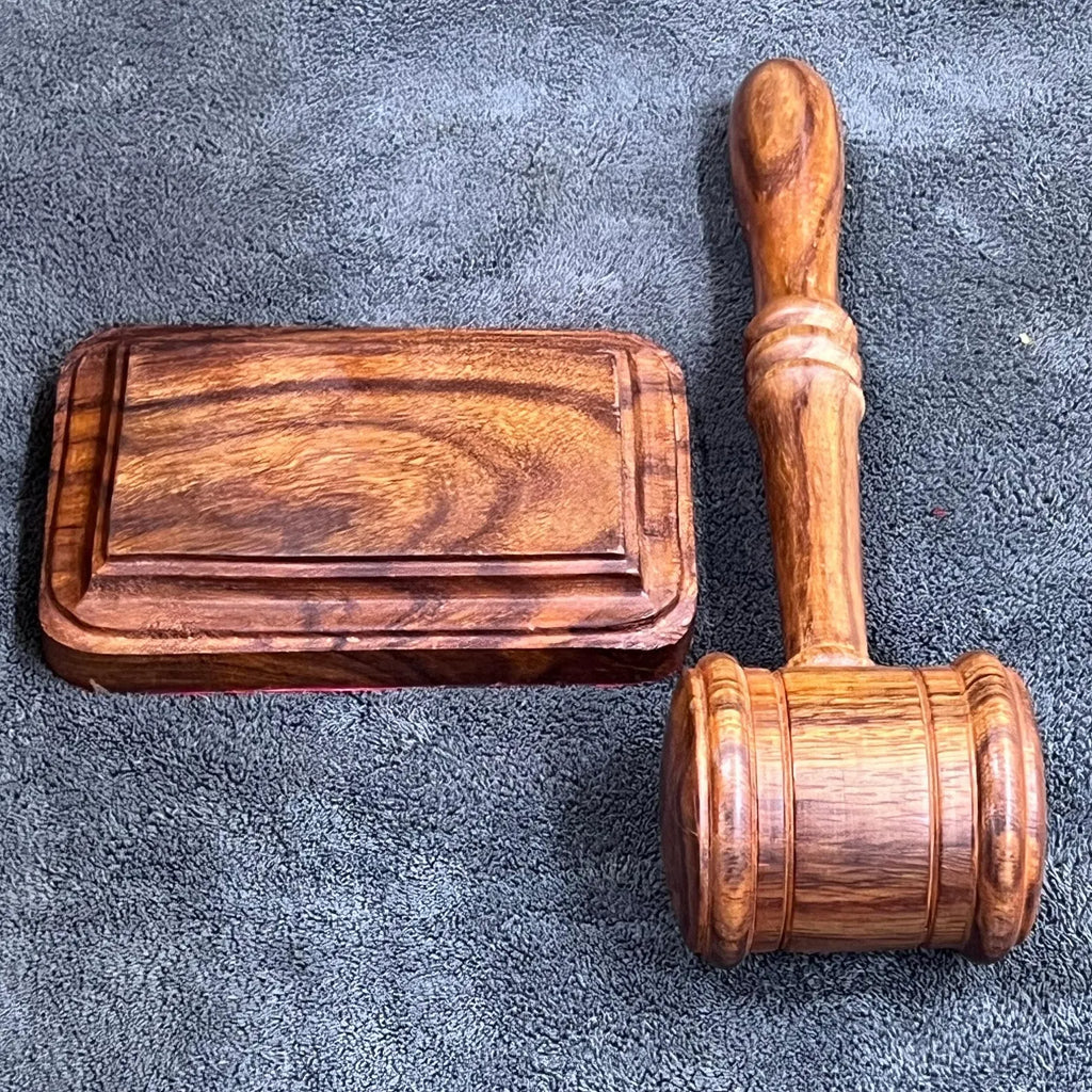 Personalized Wooden Gavel & Sound Block Set - Handcrafted Juducial Gift