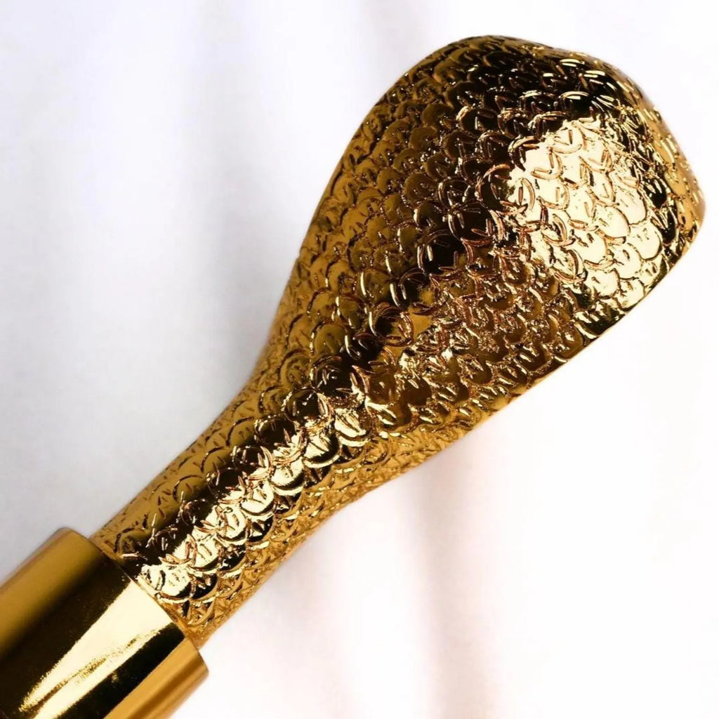 Golden Snake Walking Cane - Brass Handle Steampunk Gothic Collectible