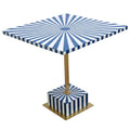Handcrafted Blue & White Resin Inlay End Table - Sunburst Pattern