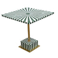 Handmade Green & White Resin Inlay Square Side Table | Sunburst Geometric Pattern | Moroccan Boho Bedside Accent