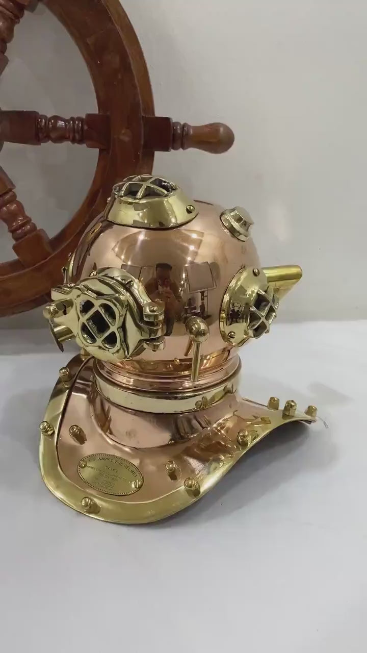 Miniature Copper Diving Helmet - Handmade Vintage Nautical Marine Collectible