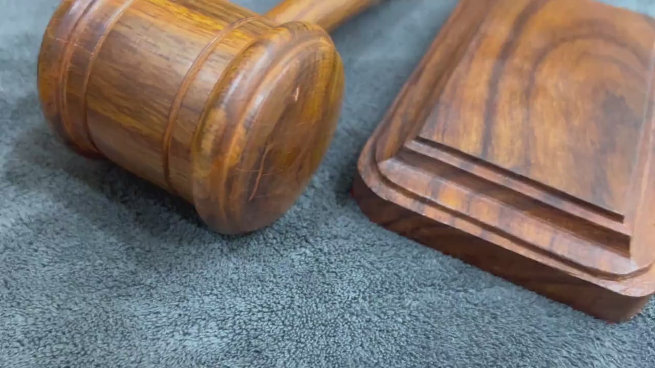Personalized Wooden Gavel & Sound Block Set - Handcrafted Juducial Gift